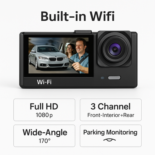 Wifi 3 Channel Mini Car DVR Three Way Dash Cam inside Vehicle Camera Dvrs Recorder FHD 1080P Video Dashcam Camcorder Black Box